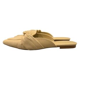 J. CREW FACTORY POINTED TOE SLIP-ON MULES WITH KNOT DETAIL. SIZE 8.5.  KHAKI.